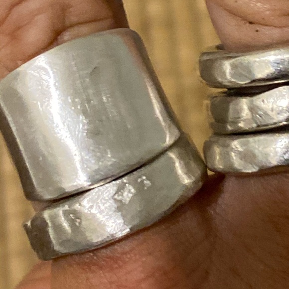 Hand sand casted sterling silver ring set - Picture 10 of 16